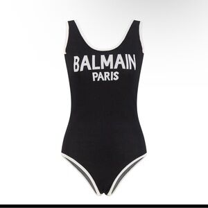 Balmain Black and White Logo Bodysuit